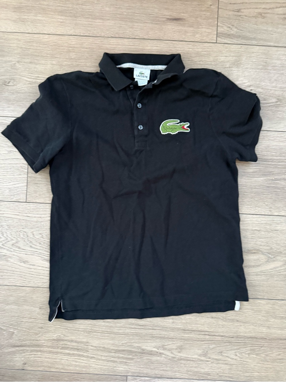 Lacoste Men’s Black Polo with Green Crocodile Patch